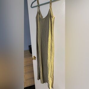 H&M Textured Maxi Dress in Light Olive